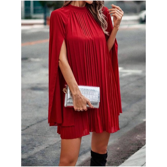 Classic Black Pleated Party Holiday Formal Dress - Picture 6 of 8